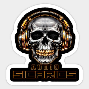 Audio Sicarios Logo Gold Headphones Sticker